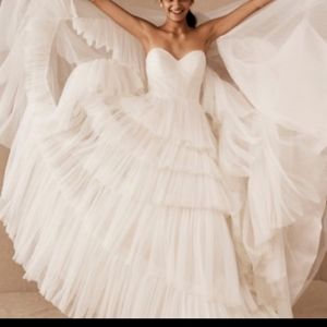 BHLDN White Strapless Tiered Wedding Gown